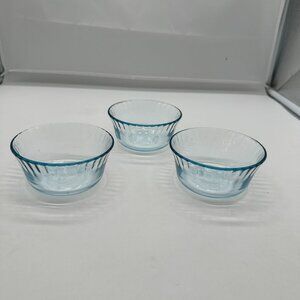 Vintage 3 Colorex Custard Cup Cups Brazil Light Blue C802 2"